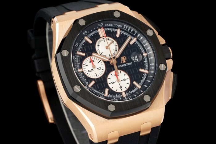 AP ROO 43mm 26420 Ceramic Bezel RG APSF 1:1 Best Edition Black/Silver Dial On Black Rubber Strap Super Clone SA4401(Free Sprung)