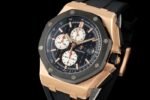 AP ROO 43mm 26420 Ceramic Bezel RG APSF 1:1 Best Edition Black/Silver Dial On Black Rubber Strap Super Clone SA4401(Free Sprung)