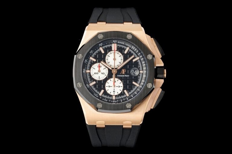 AP ROO 43mm 26420 Ceramic Bezel RG APSF 1:1 Best Edition Black/Silver Dial On Black Rubber Strap Super Clone SA4401(Free Sprung)