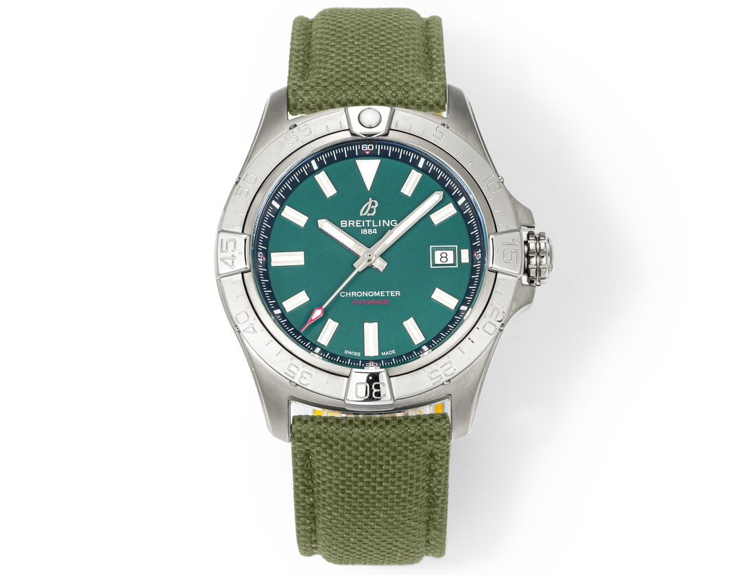 Avenger Chronometer 42mm SS BLSF 1:1 Best Edition Green Dial On Green Nylon Strap A2824 Avenger Chronometer 42mm SS BLSF 1:1 Best Edition Green Dial On Green Nylon Strap A2824
