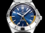 Chronomat 40mm GMT SS TWSF 1:1 Best Edition Blue/Yellow Dial on SS Bracelet A2836