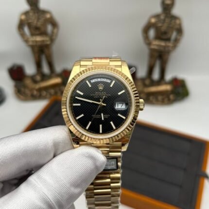 Date/Day of the Week 128239 Weight Increase QF 1:1 Best Version Black Dial Gold Strap