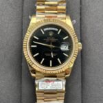 Date/Day of the Week 128239 Weight Increase QF 1:1 Best Version Black Dial Gold Strap