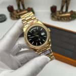 Date/Day of the Week 128239 Weight Increase QF 1:1 Best Version Black Dial Gold Strap