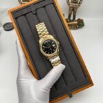 Date/Day of the Week 128239 Weight Increase QF 1:1 Best Version Black Dial Gold Strap