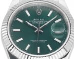 DateJust 41mm 126334 904 SS QF V2 1:1 Best Edition Green Dial Stick Marker On Jubilee Bracelet DD3235