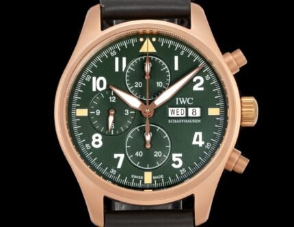 Pilot Chrono Spitfire IW377726 SS ZF 1:1 Best Edition Green Dial on Brown Leather Strap A7750