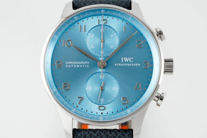 Portuguese Chrono IW371626 ZF 1:1 Best Edition Light Blue Dial on Blue Leather Strap A69355