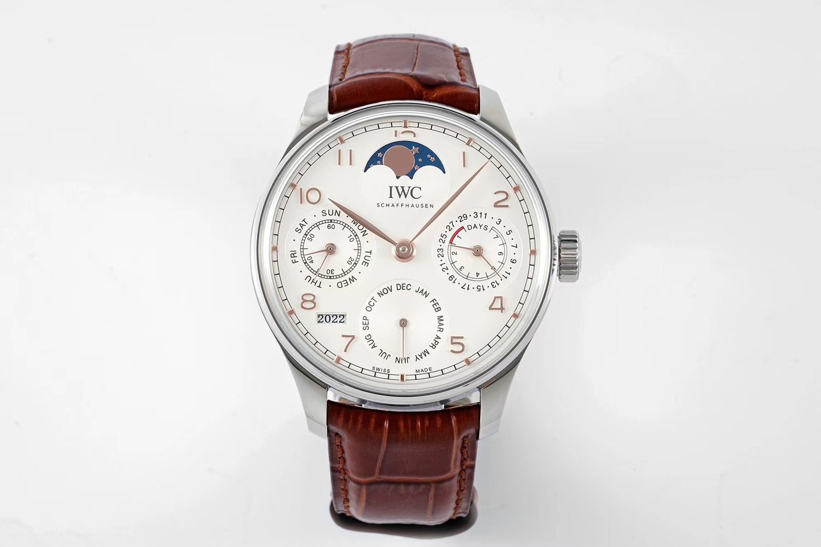 Portuguese IW503307 Real PR SS APSF 1:1 Best Edition White Dial On Brown Leather Strap A52610 Portuguese IW503307 Real PR SS APSF 1:1 Best Edition White Dial On Brown Leather Strap A52610