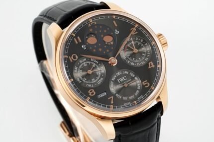 Portuguese IW503404 Real PR RG APSF 1:1 Best Edition Gray Dial On Black Leather Strap A52010
