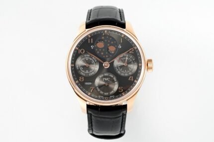 Portuguese IW503404 Real PR RG APSF 1:1 Best Edition Gray Dial On Black Leather Strap A52010