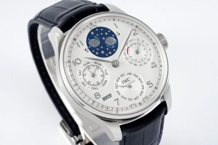 Portuguese IW503406 Real PR SS APSF 1:1 Best Edition White Dial On Black Leather Strap A52610